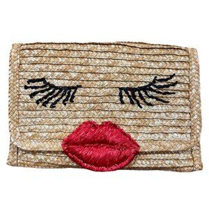 Felix Rey Kissy Face‎ Straw Clutch Bag Straw Bergdorf Goodman 9.5x6.5 RARE